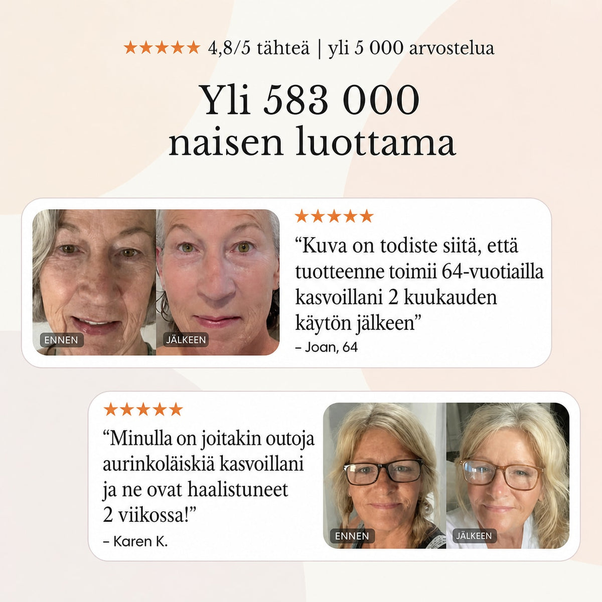 Täydellinen järjestelmä kypsän ihon hoitoon naisille