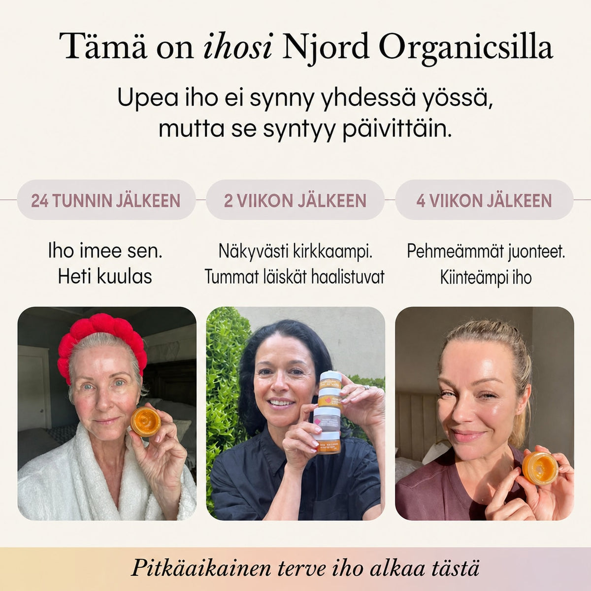 Täydellinen järjestelmä kypsän ihon hoitoon naisille